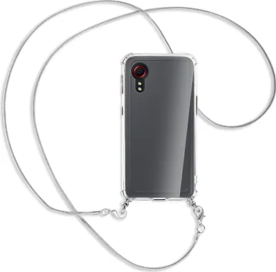 Produktbild von Handykette Backcover-Schutzhülle mit Band (Metall silberfarben) für Samsung Galaxy Xcover 5 (G525) - silberfarbene Kette Snake