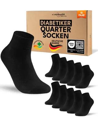 Produktbild von Diabetikersocken Herren Damen kurz ohne Einschneiden - 70218T Schwarz 43-46 10 Paar