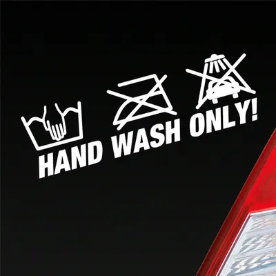 Produktbild von Auto Aufkleber Hand Wash Only Tuning Lustig Spruch 15x5 cm Weiss Matt Sticker Heckscheibenaufkleber