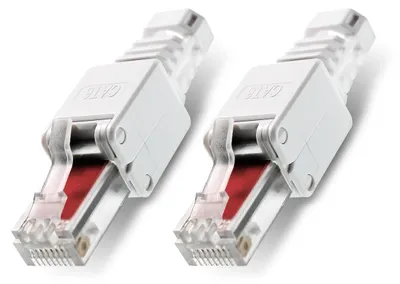 Produktbild von 2x Netzwerkstecker Werkzeuglose Montage Cat5 Cat6 Cat7 LAN Kabel RJ45 Netzwerk