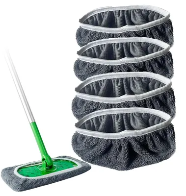 Obrázek produktu pro Opakovaně použitelné utěrky kompatibilní se systémem Swiffer Sweeper, náhradní balení mikrovláknových hadříků na podlahu, 4 kusy, vhodné pro čištění dřevěných podlah, barva: šedá