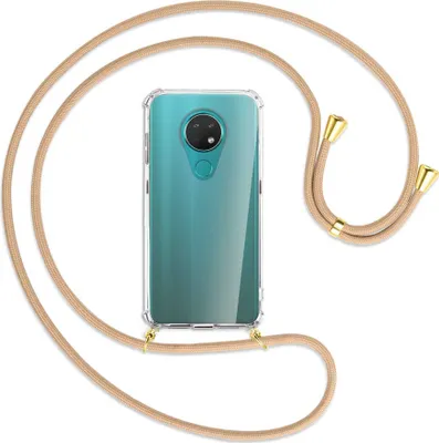 Produktbild von Handykette Backcover-Schutzhülle mit Band (Metall goldfarben) für Nokia 6.2 / 7.2 - beige