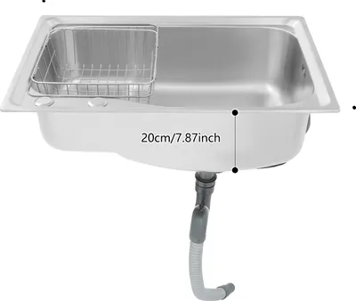 Produktbild von Küchenspüle, integrierter Abtropfkorb, gebürsteter Edelstahl, Silber