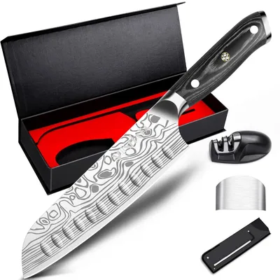Produktbild von MOSFiATA Santoku Messer 18 cm Kochmesser Küchenmesser mit Messerschärfer
