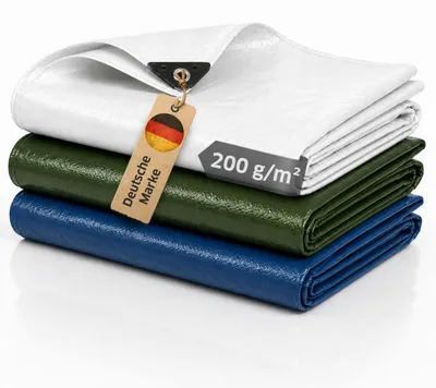 Produktbild von NOOR Abdeckplane SUPER - 200g/m² - 8x10 m - Weiß - Gewebeplane mit Ösen - wasserdichte Plane für Heim & Garten - UV-resistent & wetterfest