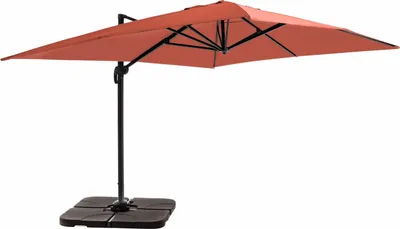 Image de Parasol déporté 4x3 m inclinable + 4 dalles à lester terracotta - Oviala Caserta