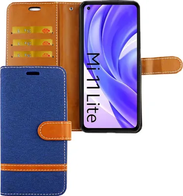 Zdjęcie produktu dla Etui na telefon komórkowy Xiaomi Mi 11 Lite Etui ochronne z klapką i miejscem na kartę, kolor: Jeans Blue