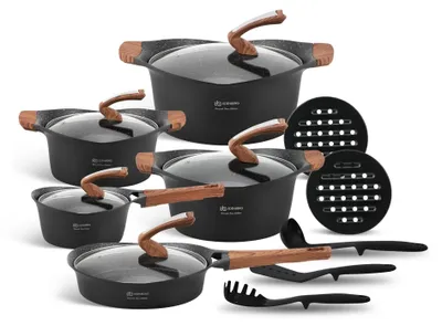 Image de Ensemble de 15 pièces : casseroles, poêles, casseroles à induction, poêles à frire, compatibles avec les plaques à induction