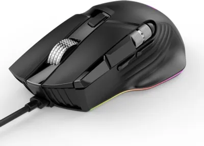 Obrázek produktu pro Drátová herní myš RGB se 7 režimy osvětlení, ergonomický design, dvě rolovací kolečka, programovatelné makro, 1200DPI-12400DPI