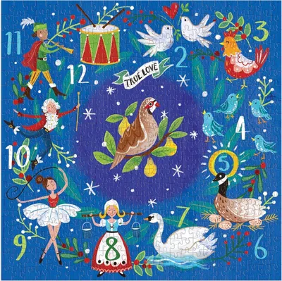 Produktbild von GALISON Quadratisches Puzzle 12-Tage-Weihnachtskranz 500 Teile
