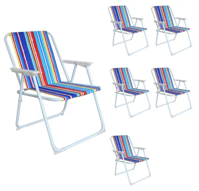 Produktbild von 6er Campingstuhl Outdoor Klappstuhl Gartenstuhl Regenbogen gestreift
