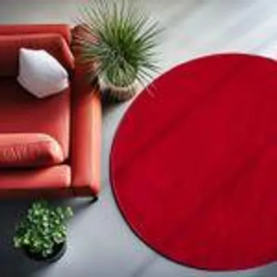 Produktbild von Teppich Wohnzimmer Schlafzimmer Esszimmer Läufer Flur Flauschiger Teppich Waschbar Rutschfest Soft Weicher Farbe: Rot Größe : 160 cm Rund