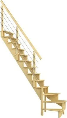 Produktbild von Pertura Wangentreppe Filia Kiefer Leimholz Ohne Setzstufen Seitenwange kiefer 1/4-gewendelt unten links 65 cm 12 Stufen