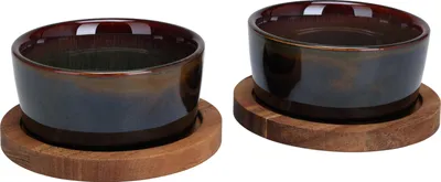 Image de Service à tapas Excellent Houseware, céramique/bois, 9 x 3,5 cm, marron