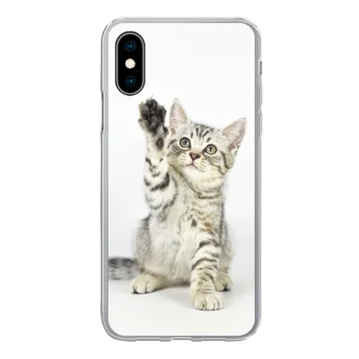 Produktbild von MuchoWow® Handyhülle Schutzhülle Hülle für iPhone X Kätzchen - Pfote - Weiß - Mädchen - Kinder - Jungen - Kind Silikon Softcase Handy Hülle - Handyhülle