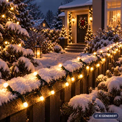 50er LED Solar Lichterkette Weihnachtsbeleuchtung warmweiß