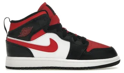 Image de Jordan 1 Mid Noir et Rouge (taille enfant) - Pointure EU 32