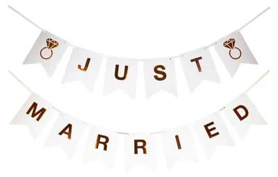 Produktbild von 1x Wimpelkette Banner Hochzeit 'Just married' ca. 1,2m