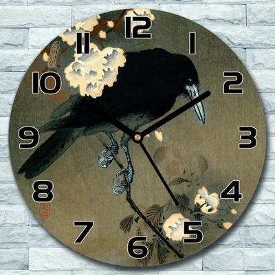 Produktbild von Wanduhr aus Glas Rund fi 30 Das Krähenbild Quarz Deko Schlafzimmer Büro