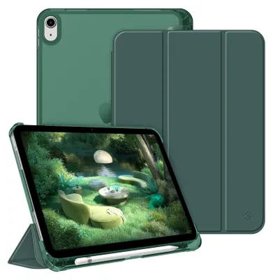 Produktbild von Fintie Hülle für iPad (A16) 11 Generation 11 Zoll 2025, iPad 10 Generation 10.9 Zoll 2022 mit Stifthalter - ultradünne leichte Schutzhülle mit transparenter Rückseite, Auto Schlaf/Wach, Dunkelgrün