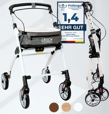 Produktbild von Lösch Reha Rollator Casa schmal für Wohnung & Innenbereich Weiß