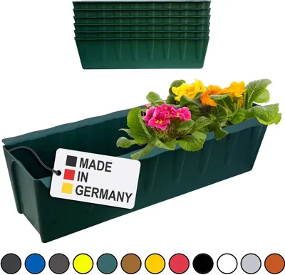Image de Hossi's Wholesale 6 inserts de jardinières pour palettes Euro | 37,3cm vert foncé | Jardinière pour palette Euro | Jardinière de balcon | Pot de fleurs | en plastique solide | Germany