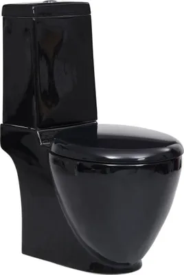 Produktbild von WC Keramik-Toilette Badezimmer Rund Senkrechter Abgang Schwarz