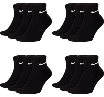 Produktbild von Nike SX7677 Socken Damen Herren Kurz Sportsocken Sparset - Größe: 42-46 - Farbe: 12 Paar schwarz