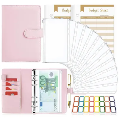 Immagine prodotto di Cartellina per il budget A6 con buste per denaro, color rosa