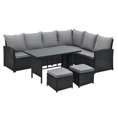 Image de SVITA Monroe Garden Lounge Set Polyrattan Lounge Meubles de jardin noir