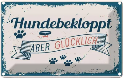 Produktbild von vianmo Blechschild 12x18 cm Hundebekloppt aber Glücklich blau Hund
