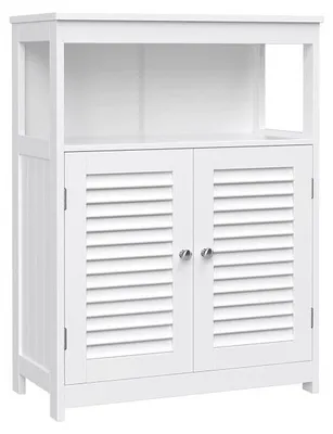 Obrázek produktu pro Bílá koupelnová skříňka s lamelovými dvířky 60x30x80 cm