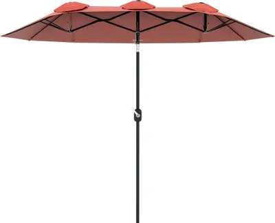 Produktbild von Gartensonnenschirm - Doppel-Sonnenschirm - 295 x 152 x 222 cm - Für Terrasse & Garten - Montage erforderlich - Bordeauxrot