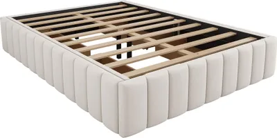 Zdjęcie produktu dla Łóżko tapicerowane 140 x 200 cm Rama łóżka Łóżko pojedyncze Łóżko podwójne Łóżko designerskie ze stelażem listwowym (bez materaca) Rama łóżka, beżowa