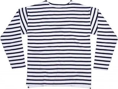 Produktbild von Mantis M136 | One Breton Top - Uni Longsleeve mit Marinestreifen - Farbe: White/Navy - Größe: XS