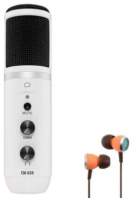 Produktbild von Mackie USB-Mikrofon EM-USB Weiss mit In-Ear Kopfhörer