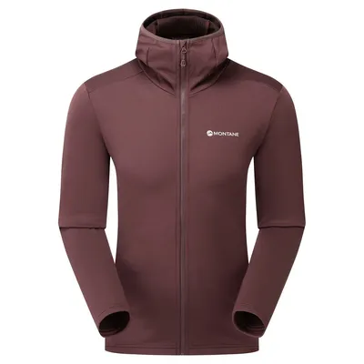 Protium Hoodie von Montane in dunkellila; mit hohem Kragen und Reißverschluss.