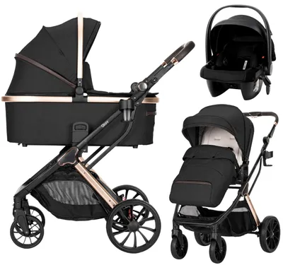 Produktbild von Lorelli Glory Schwarz 3-in-1 Kinderwagen mit i-Size Autositz