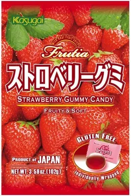 Immagine prodotto di Gomme Kasugai Fruttate e Morbide alla Fragola Senza Glutine 102g