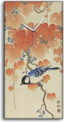 Produktbild von Küche Wohnzimmer Wand Leinwand Uhr 30x60 Malerei Zweige Blätter Tier Vogel Kunst - weiße Hände