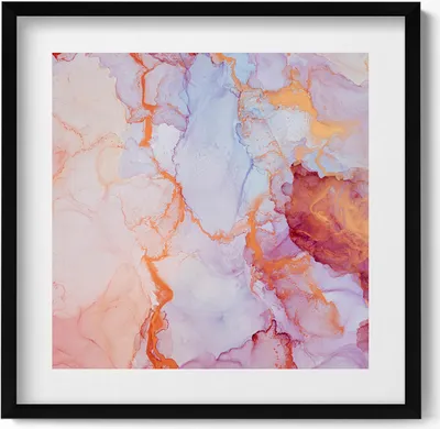 Produktbild von Rosa und goldener Marmor– Wandbild mit Rahmen – Gerahmtes Bild  – Wanddekoration – 50x50 cm –  Schwarz Rahmen