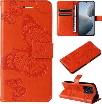 Produktbild von Mobigear Butterfly  Xiaomi 14T Hülle Klapphülle Geldbörse - Orange