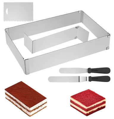 Obrázek produktu pro Nastavitelný obdélníkový rám do trouby s přepážkami, nerezová ocel, rozměry 18-34 x 28-54 x 5 cm