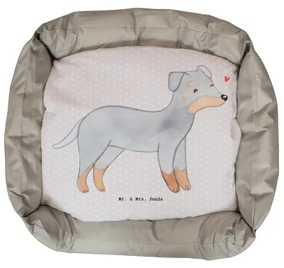 Produktbild von Mr. & Mrs. Panda Hundeliege Manchester Terrier Lebensretter - Grau Pastell - Geschenk, Valentinstag, Ostern, Weihnachten, Muttertag, Geburtstag, Vatertag