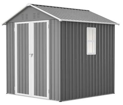 Productafbeelding van Metalen Tuinschuur - Tuinberging - Tuinhuis - Berging - Tuinkast - Grijs - Dubbel Waterdicht Dak