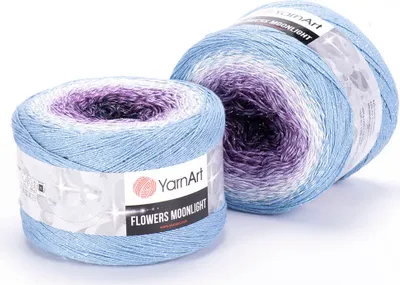 Produktbild von YarnArt Flowers Moonlight Silber Polyester Garn, Ombre, 1000m, Sport, Baumwolle/Acryl Mix