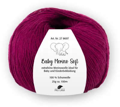 Produktbild von Pro Lana Baby Merino Soft 25g extrafeine Wolle Babywolle 100% Schurwolle 100 m NS 2,5-3,5mm 38 bordeaux