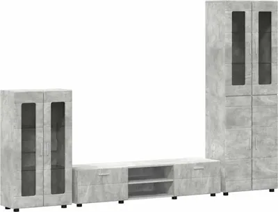 Produktbild von TV-Schrankset mit Regal FLORIN 3 pcs Beton Grau Holzwerkstoff