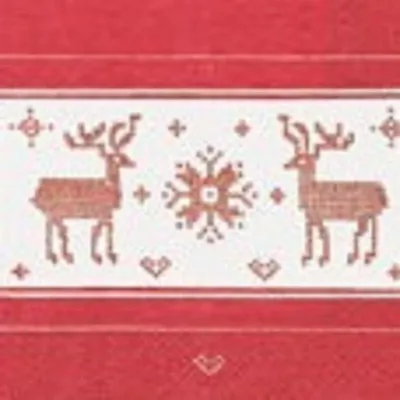 Produktbild von 20 Lunch Servietten 33X33Cm. Elche  Rot/Weiss