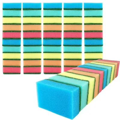 Produktbild von IDEA Home 60er Set Küchenschwamm, Topfschwamm, Zweiseitig Reinigungsschwamm, 75 x 50 x 28 mm, Mehrzweck Putzschwamm, MIDI, Farbig Soeriert